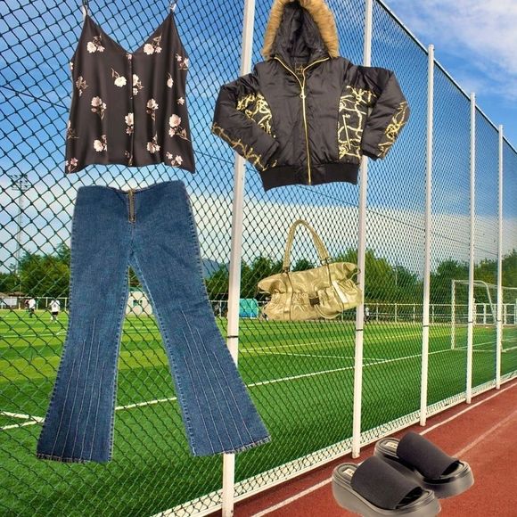 vtg y2k•low rise jeans jordache flared denim with stitch piping - Picture 1 of 10